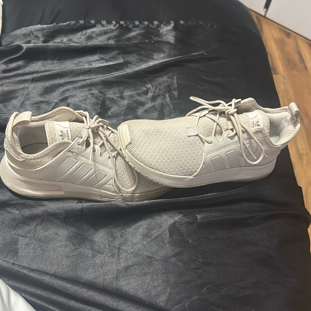 Adidas, size 4 1/2, tan color, good condition.